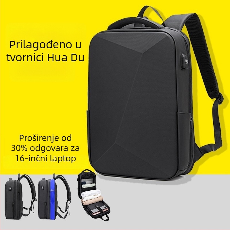 Torba za prijenosno računalo s tvrdim EVA kućištem – anti-theft brava, vodootporna membrana, prozračne naramenice s zračnim jastukom, ABS materijal, kapacitet 20–35 L