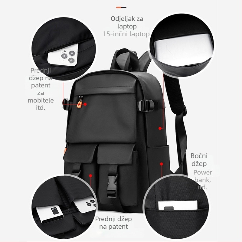 Muški ruksak, jednostavan gradski dizajn, za poslovna putovanja i slobodno vrijeme, kapacitet 20–35L, pogodan za 16-inčni laptop, Oxford materijal, trake s zračnim jastučićem, Kamaiya marka