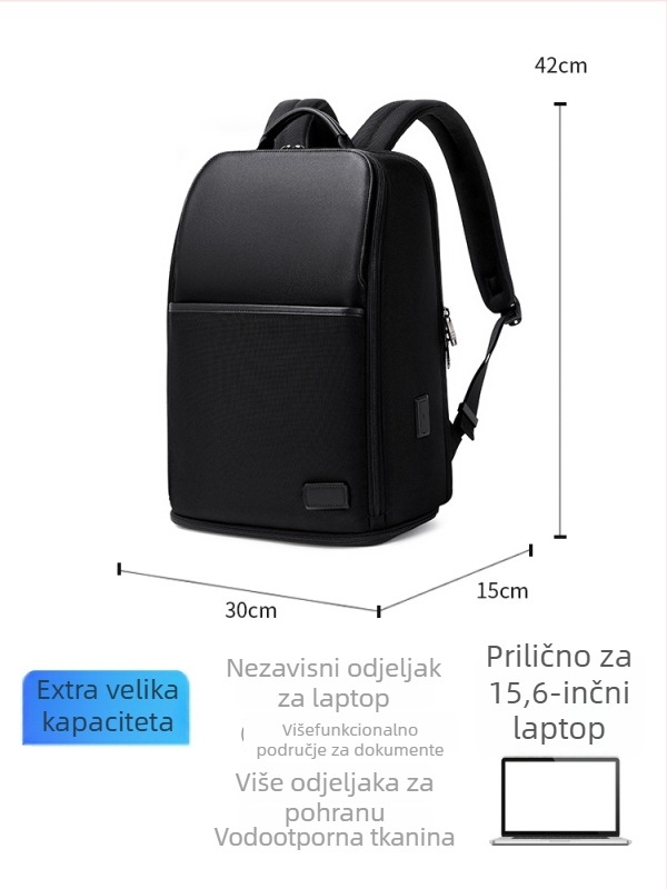 Muški poslovni ruksak za putovanja, vodootporan, kompatibilan s 15-inčnim prijenosnikom, kapacitet 20–35 L, materijal: Super fiber