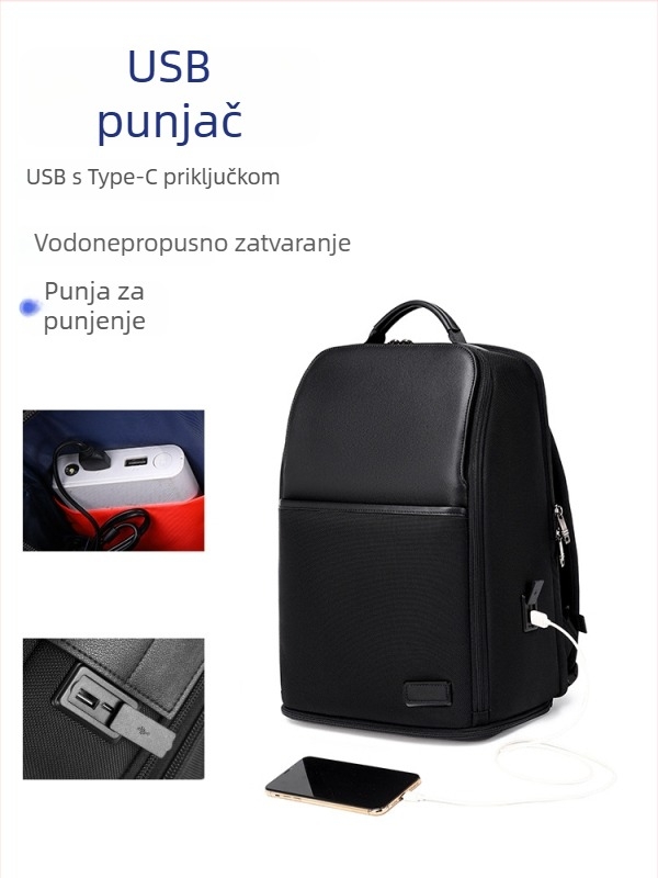 Muški poslovni ruksak za putovanja, vodootporan, kompatibilan s 15-inčnim prijenosnikom, kapacitet 20–35 L, materijal: Super fiber