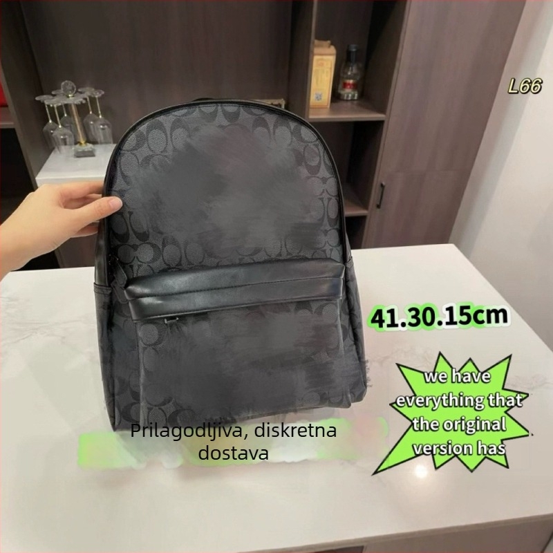 Poslovni ruksak od prave kože s natpisom slova C, kapacitet 20-35L, vodootporan.