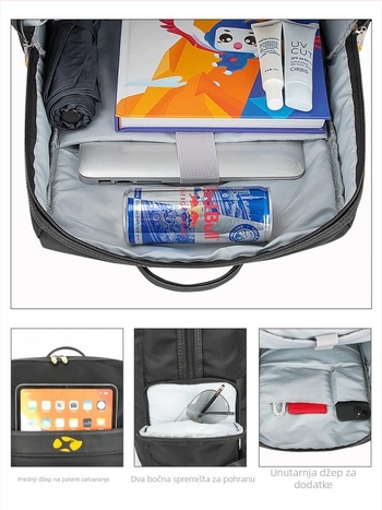 Muški poslovni ruksak velike kapacitete 36–55L, pretinac za 15-inčni laptop, Oxford platno, poliesterska podstava, zakrivljene naramenice, prozračan i brzo se suši