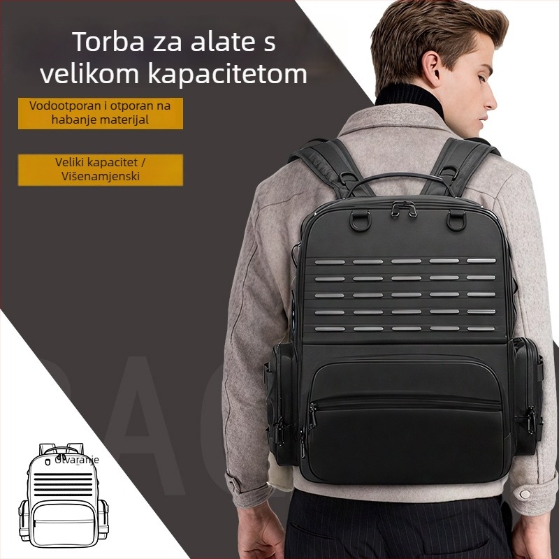 Višenamjenska torba za alate od Oxford tkanine, vodootporna i otporna na habanje, kapacitet 20–35 L, kompatibilna s 15-inčnim prijenosnim računalom, naramenica s jastučićem zraka