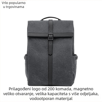 Križasti Oxford platnieni ruksak, kompatibilan s prijenosnim računalom, kapacitet ispod 20 L, zakrivljeni remeni za ramena, pogodan za poslovna putovanja