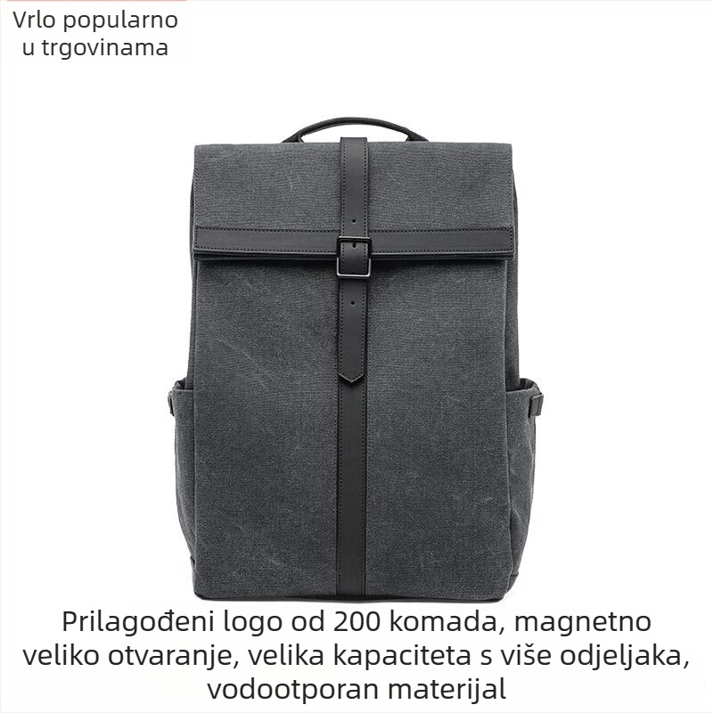 Križasti Oxford platnieni ruksak, kompatibilan s prijenosnim računalom, kapacitet ispod 20 L, zakrivljeni remeni za ramena, pogodan za poslovna putovanja