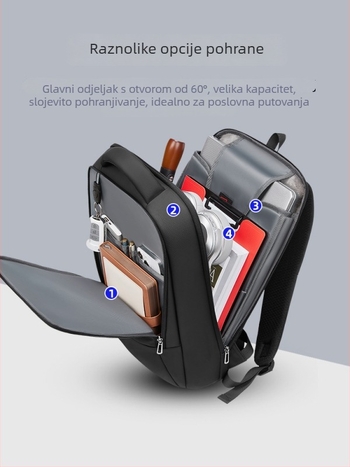 Muški PVC poslovni ruksak za prijenosnik, vodootporan, za 16-inčni prijenosnik, kapacitet ispod 20 L, zakrivljene naramenice