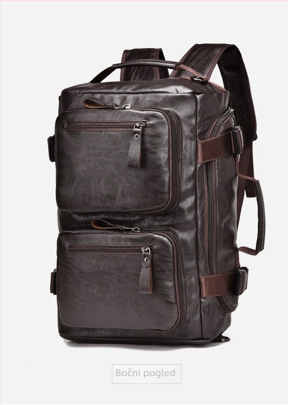 Muška višefunkcionalna putna torba: ruksak, torba preko ramena i crossbody te ručna torba; PU nubuk koža, vodootporna; kapacitet 20–35 L; kompatibilna s 16-inčnim laptopom; poliester podstava; urban casual stil