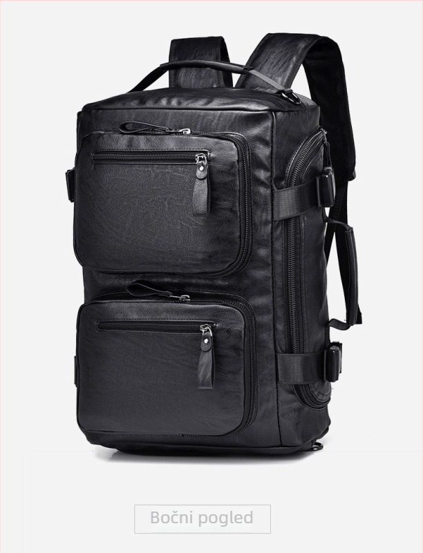 Muška višefunkcionalna putna torba: ruksak, torba preko ramena i crossbody te ručna torba; PU nubuk koža, vodootporna; kapacitet 20–35 L; kompatibilna s 16-inčnim laptopom; poliester podstava; urban casual stil