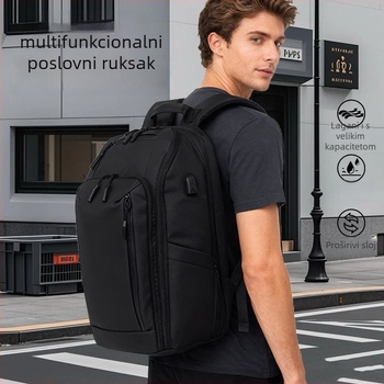 Kingslong višenamjenski poslovni ruksak, proširiv, vodootporan; pogodan za 16-inčni prijenosnik; Materijal: PU; Sustav remena: zakrivljene naramenice.