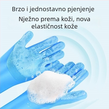 Silikonske rukavice za kupanje kućnih ljubimaca (psi i mačke), produžena rukavica za nježno čišćenje i zaštitu od ogrebotina i ugriza