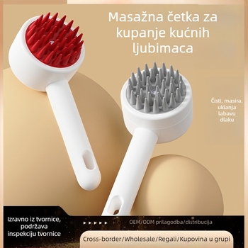 Mačja četka za kupanje i masažu – dvostruki alat s dodanom tekućinom za čišćenje i uklanjanje labave dlake