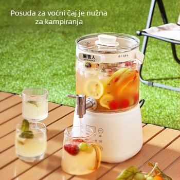 Višenamjenski lonac za zdravlje za čaj i vodu, digitalni termostat, staklena vanjska, unutarnji spremnik od 304 nehrđajućeg čelika, kapacitet 4 L, 220 V, 1000 W
