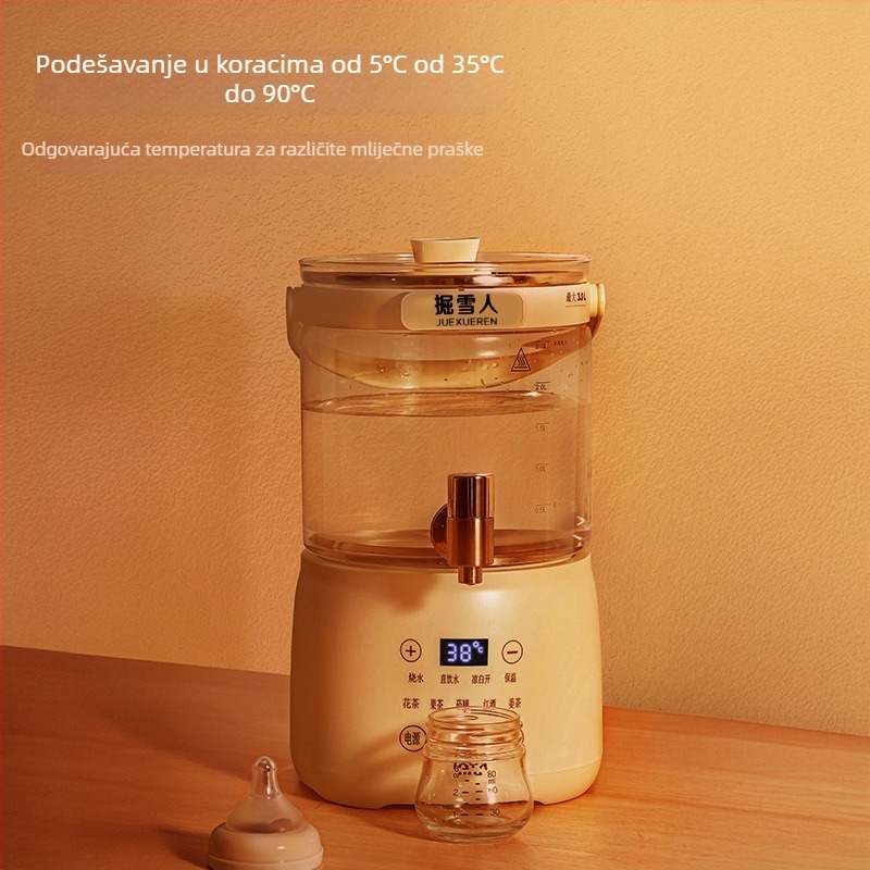 Višenamjenski lonac za zdravlje za čaj i vodu, digitalni termostat, staklena vanjska, unutarnji spremnik od 304 nehrđajućeg čelika, kapacitet 4 L, 220 V, 1000 W