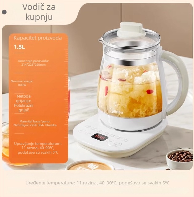 Zdravstveni lonac MK-Y12Q, staklena tijela, kapacitet 1-1.5L, 220V, 500-1000W