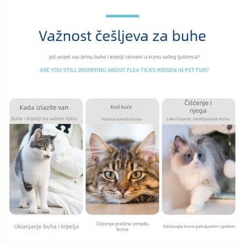 Češalj protiv buha za kućne ljubimce (psi i mačke) – s finim zupcima za uklanjanje buha i uši
