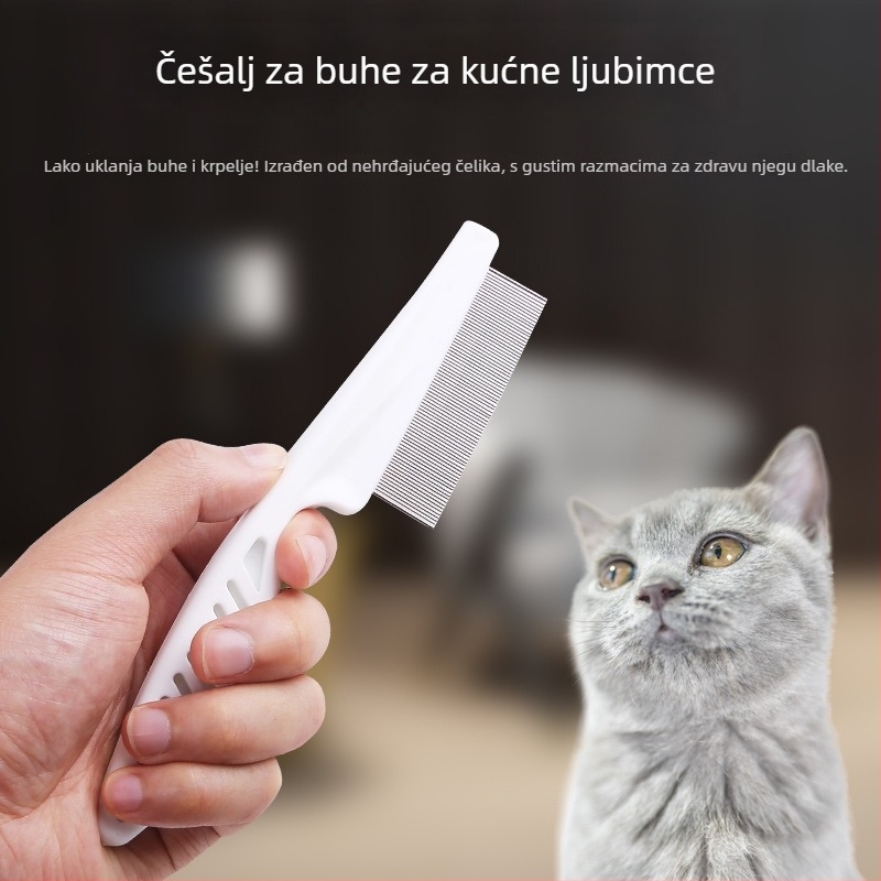 Češalj protiv buha za kućne ljubimce (psi i mačke) – s finim zupcima za uklanjanje buha i uši