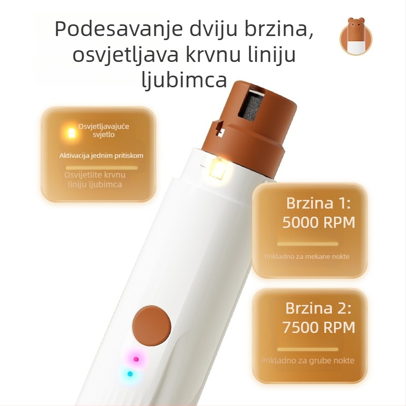 Električni turpij za nokte kućnih ljubimaca – kliješta i brusilica za pse, ABS materijal, 120 komada u pakiranju