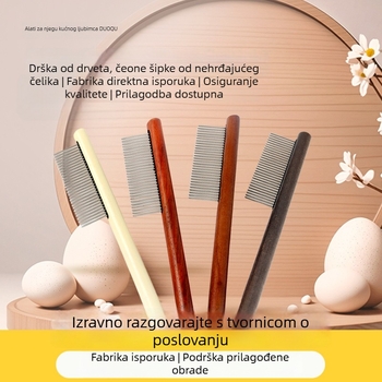 Drveni češalj za kućne ljubimce s drvenom drškom za pse