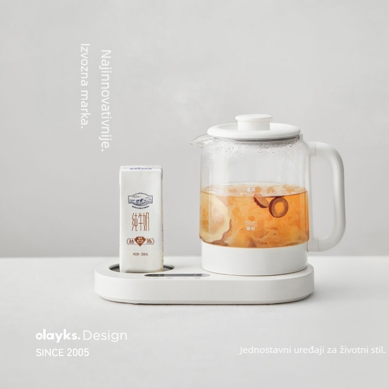 Olk-tk01 Health Pot mini čajnik od kaljenog stakla, kapacitet do 1 L, snaga 500–1000 W, 220 V