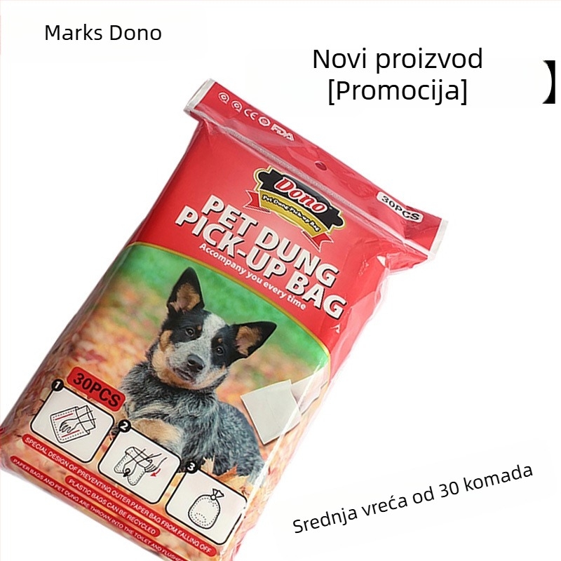 Jednokratne vrećice za pse s plosnim otvorom, debeli materijal od celuloze-PE, prijenosni alat za čišćenje, pogodno za privatnu marku