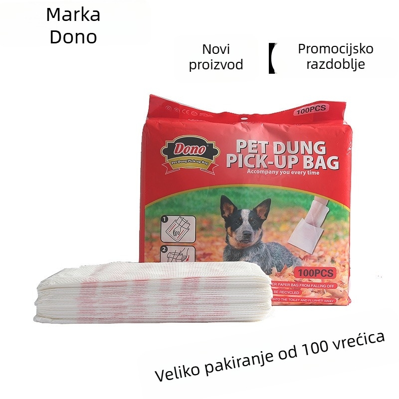 Jednokratne vrećice za pse s plosnim otvorom, debeli materijal od celuloze-PE, prijenosni alat za čišćenje, pogodno za privatnu marku