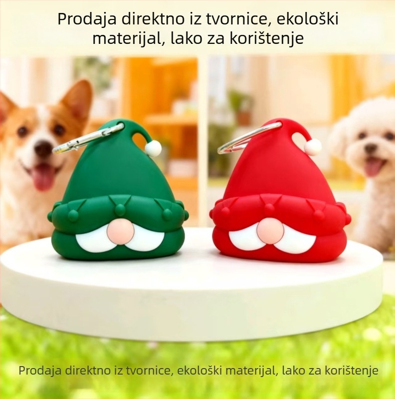 Dispenser za vrećice za izmet kućnih ljubimaca, s motivom Djeda Božićnjaka, silikon, 200 komada, Constant