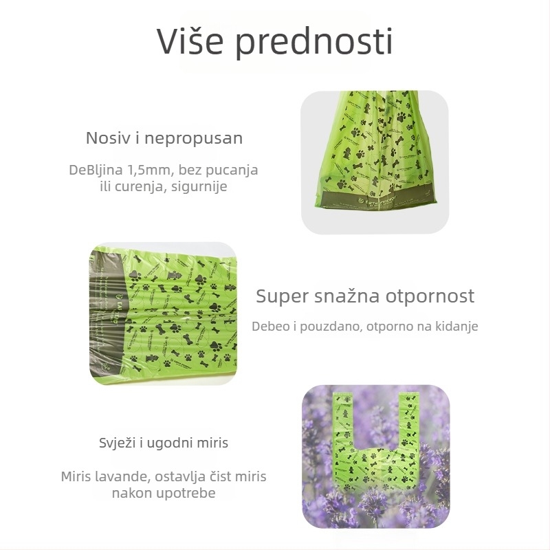 Torbe za otpad kućnih ljubimaca za pse i mačke, u stilu prsluka, guste biološki razgradive PE vrećice
