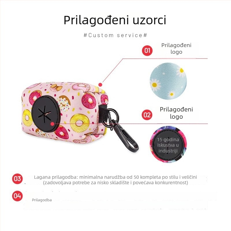 Dispenzer za vrećice za pse s prilagođenom otiskom za šetnje – termalni prijenos, pakiranje 500