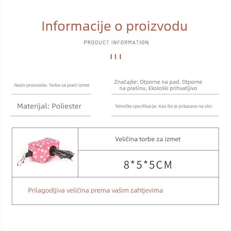 Dispenzer za vrećice za pse s prilagođenom otiskom za šetnje – termalni prijenos, pakiranje 500