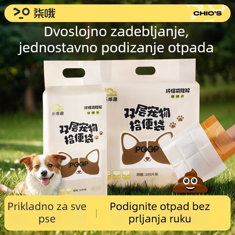 Kese za pseći izmet, dvostruko slojne, debele, od netkanog materijala, s ravnim otvorom, jednokratne