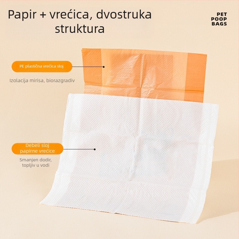 Kese za pseći izmet, dvostruko slojne, debele, od netkanog materijala, s ravnim otvorom, jednokratne