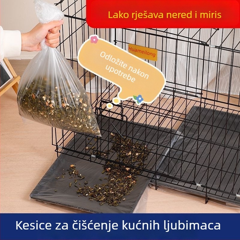 Jednokratna vrećica za čišćenje kućnog ljubimca s debelim filmom, kontinuirani valjak, kompatibilna s kavezima papiga, psa i zeca
