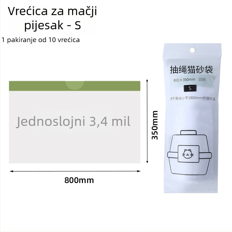 Unutarnja vreća za kutiju za mačke sa šnuralom, debela LDPE membrana, jednokratna upotreba