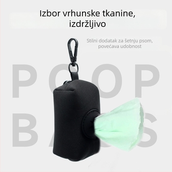 Držač vrećica za otpad kućnih ljubimaca s kopčom za uzicu — prijenosno skladište vrećica i lopatice, materijal: diving fabric