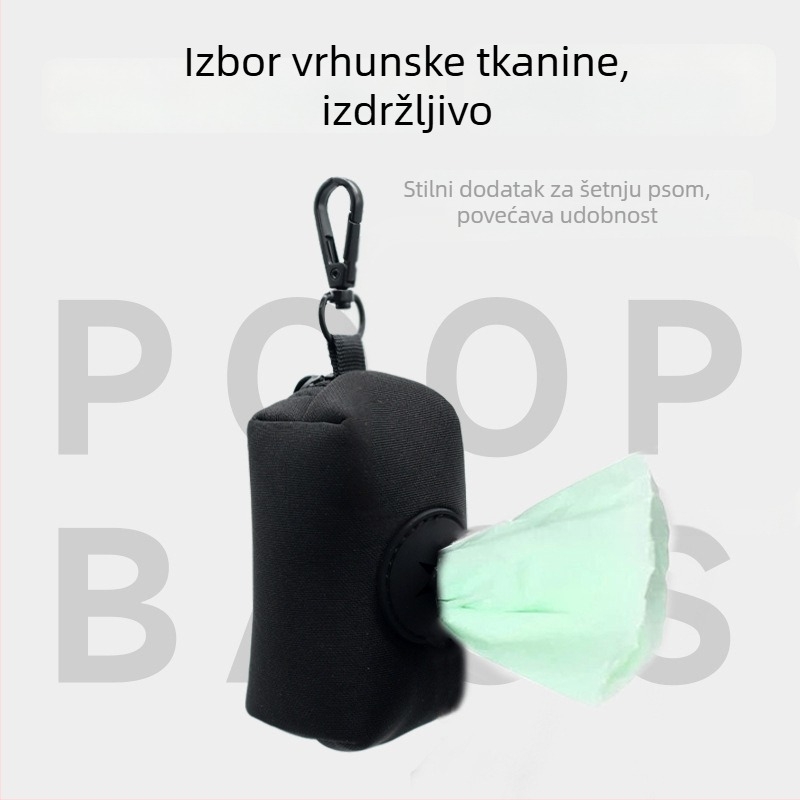 Držač vrećica za otpad kućnih ljubimaca s kopčom za uzicu — prijenosno skladište vrećica i lopatice, materijal: diving fabric