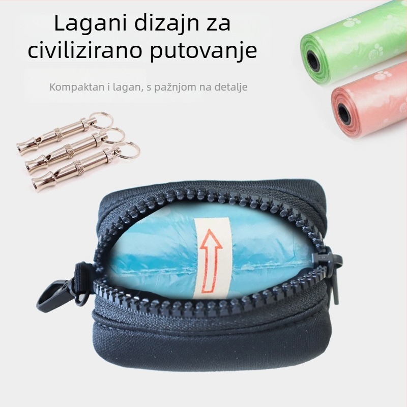 Držač vrećica za otpad kućnih ljubimaca s kopčom za uzicu — prijenosno skladište vrećica i lopatice, materijal: diving fabric