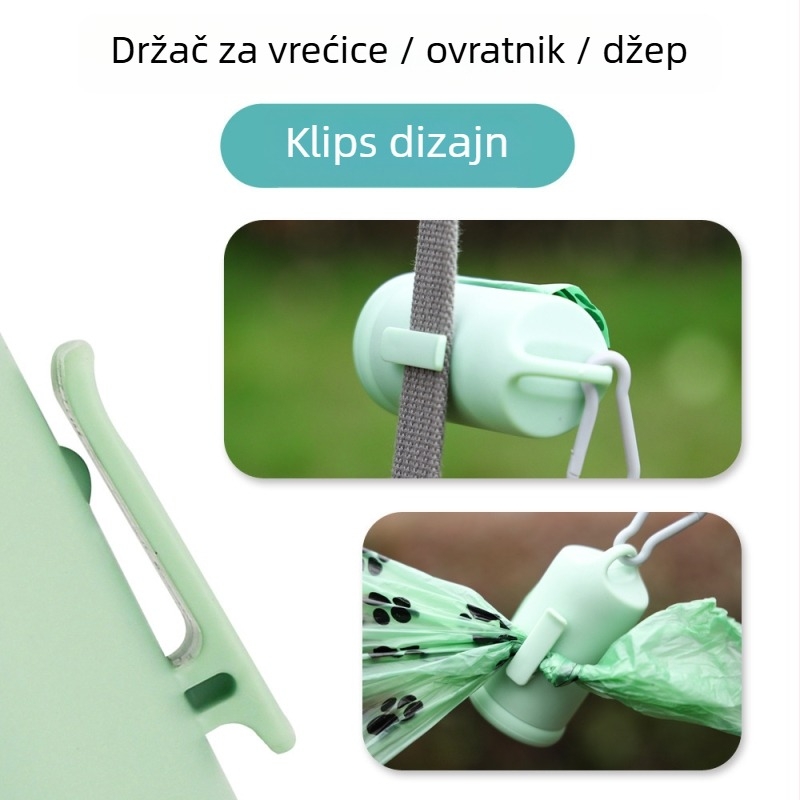 Prijenosni dispenser vrećica za otpadke za kućne ljubimce, dizajn ravnog otvora, PP+PE materijal, debljina Regular, model B51