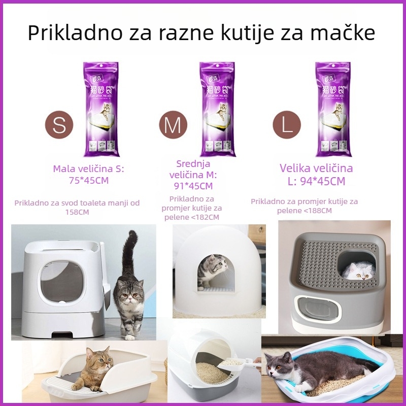 Vrećice za mačji toalet, jednokratne, debeli LDPE, bez lopatice (Materijal: LDPE; Debljina: Debela; Namjena: Mačji toalet)