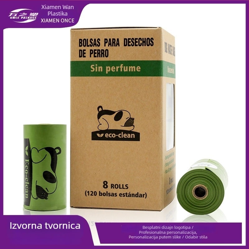 Biološki razgradive vrećice za otpad kućnih ljubimaca, debeli, s ravnim otvorom, HDPE+EPI materijal, moguć privatni label