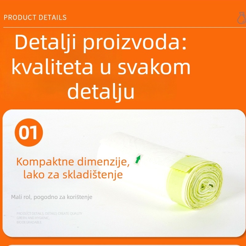Torba za mačji pijesak, debela, biološki razgradljiva PE, za pametnu kutiju za mačji pijesak, s automatskim zatvaranjem i šivom, u kontinuiranom rulonu