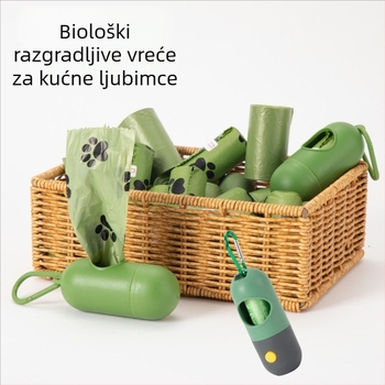 Biodegradibilne vrećice za otpad kućnih ljubimaca s karikaturama otisaka stopa, jednokratne vrećice za pse i mačke, kontinuirani rolni tip, debeli materijal, marka Senya, podrijetlo Zhejiang/Jinhua, poklon kutija