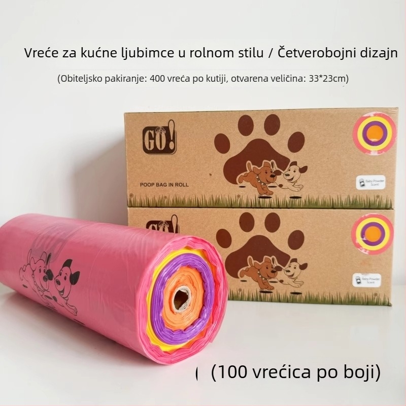 Jednokratne vrećice za pse, kontinuirana rola, biološki razgradive, materijal EPI+PE, debeli