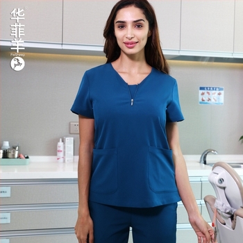 Ženski medicinski radni kostim za salon ljepote – materijal koji odvodi vlagu, poliester 95% + elastan 5%