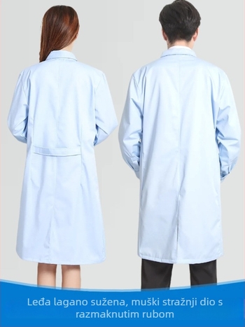 Medicinski haljet za zdravstveni i stomatološki osoblje | Unisex, dugi rukav, ovratnik u stilu sakoa, pamuk-poliester smjesa (otporan na prašinu)