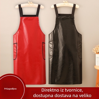 PU kožni pregač do koljena, bez rukava, vodootporna, za kuhinju, kantinu i pranje suđa, trgovina kućnih ljubimaca