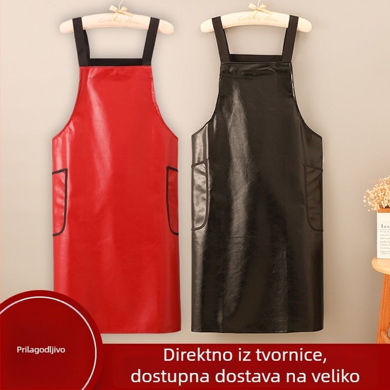 PU kožni pregač do koljena, bez rukava, vodootporna, za kuhinju, kantinu i pranje suđa, trgovina kućnih ljubimaca
