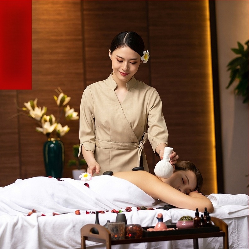 Ženska uniforma za kozmetički salon – cijele godine, vlage-odvođenje, smjesa konoplje, pamuka i lana, dugi rukav, reverni ovratnik, kostim stil