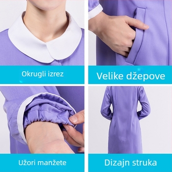 Set bolničke uniforme za bolnicu, unisex, dugi rukav, jesen-zima, vanjska tkanina 65% poliester / 35% pamuk; podstava pamuk