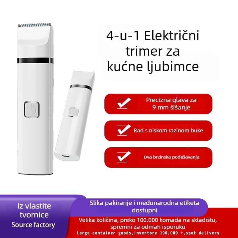 Huashi tihi električni klip za kućne ljubimce – za pse i mačke, ABS kućište, skraćivanje dlaka na šapama, težina 130,7–196,2 g