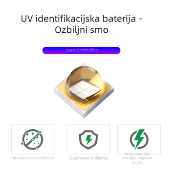 UV365 lampa za nokte i UV flashlight, punjiva LED, aluminijska legura kućište, 5W 1200mAh